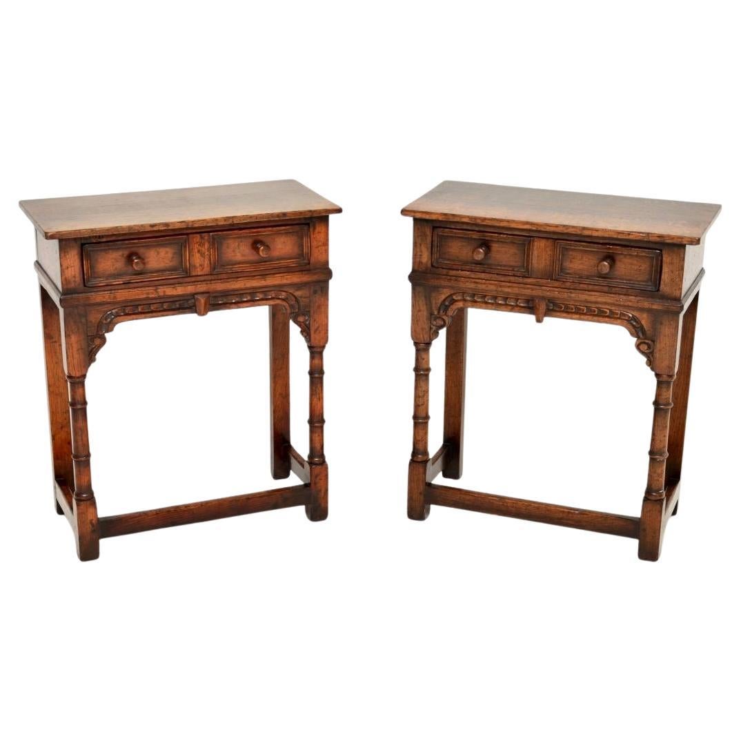 Pair of Antique Oak Console / Side Tables by Titchmarsh and Goodwin For Sale