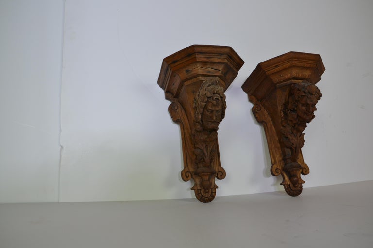 Pair of Antique Oak Corbels / Wall Brackets For Sale at 1stDibs wall