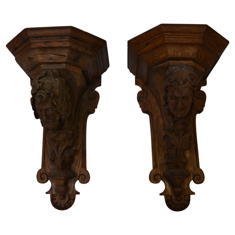 Pair of Antique Oak Corbels / Wall Brackets For Sale at 1stDibs wall