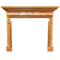 Pair of Antique Oak Georgian Style Carved Wood Fireplace Surrounds