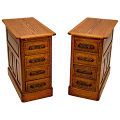 Pair of Antique Oak Nightstands, Cabinets, or Office Storage Cabinets