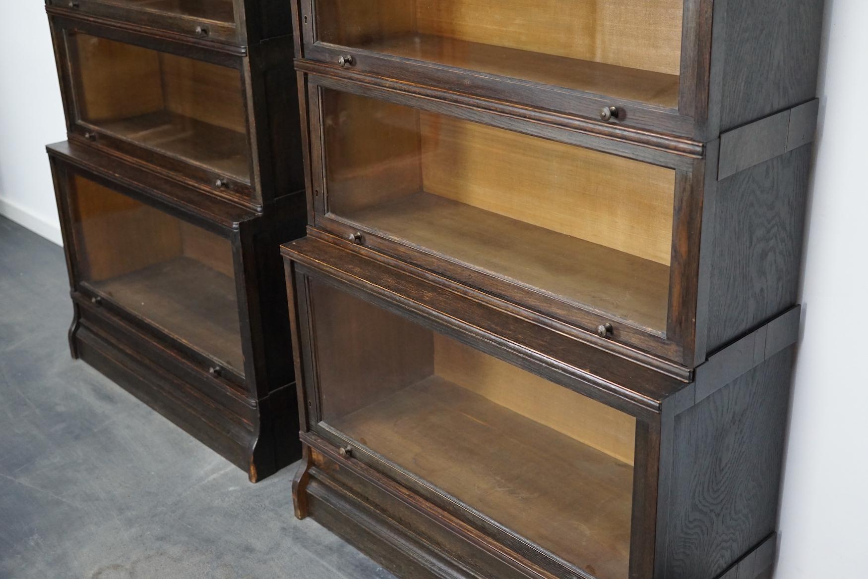 Pair of Antique Oak Stacking Bookcases by Muller in Globe Wernicke Style ca 1930 2