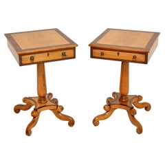 Pair of Antique Oak & Walnut Side Tables