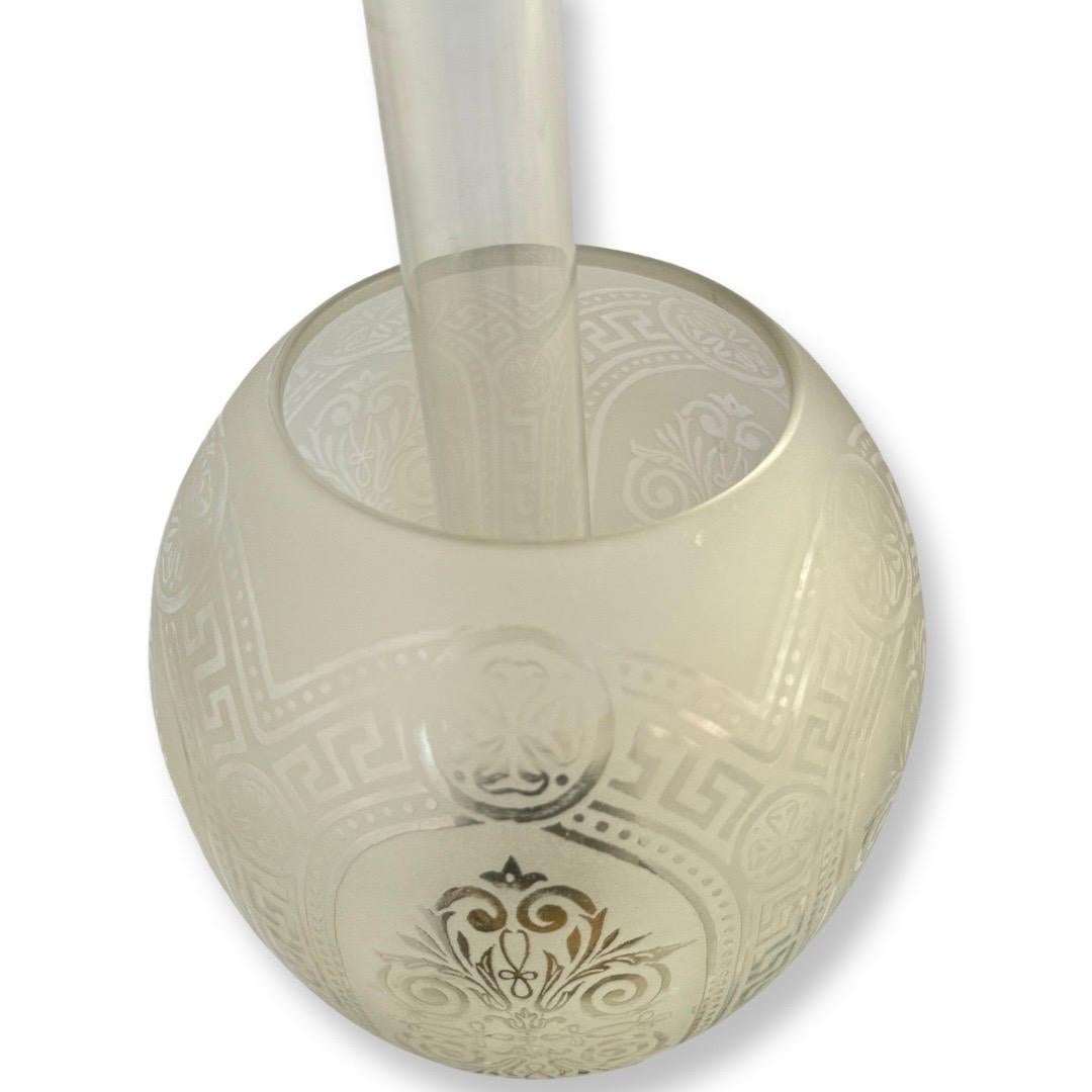 19th Century Pair of Antique Oil Lamps with Original Baccarat Frosted Glass Shades For Sale