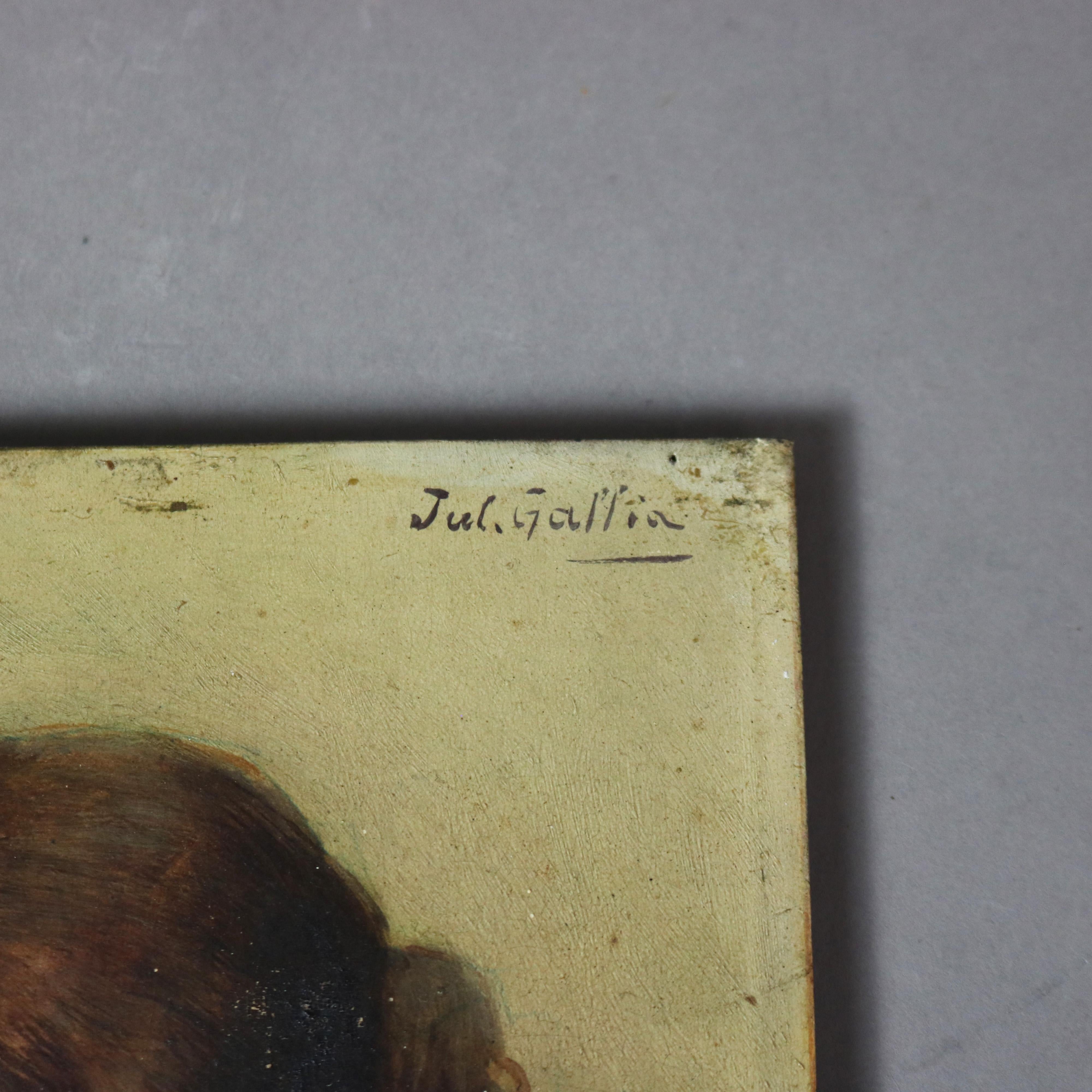 Pair of Antique Oil on Board Portraits of Women Signed By Jul Gallin C1890 1