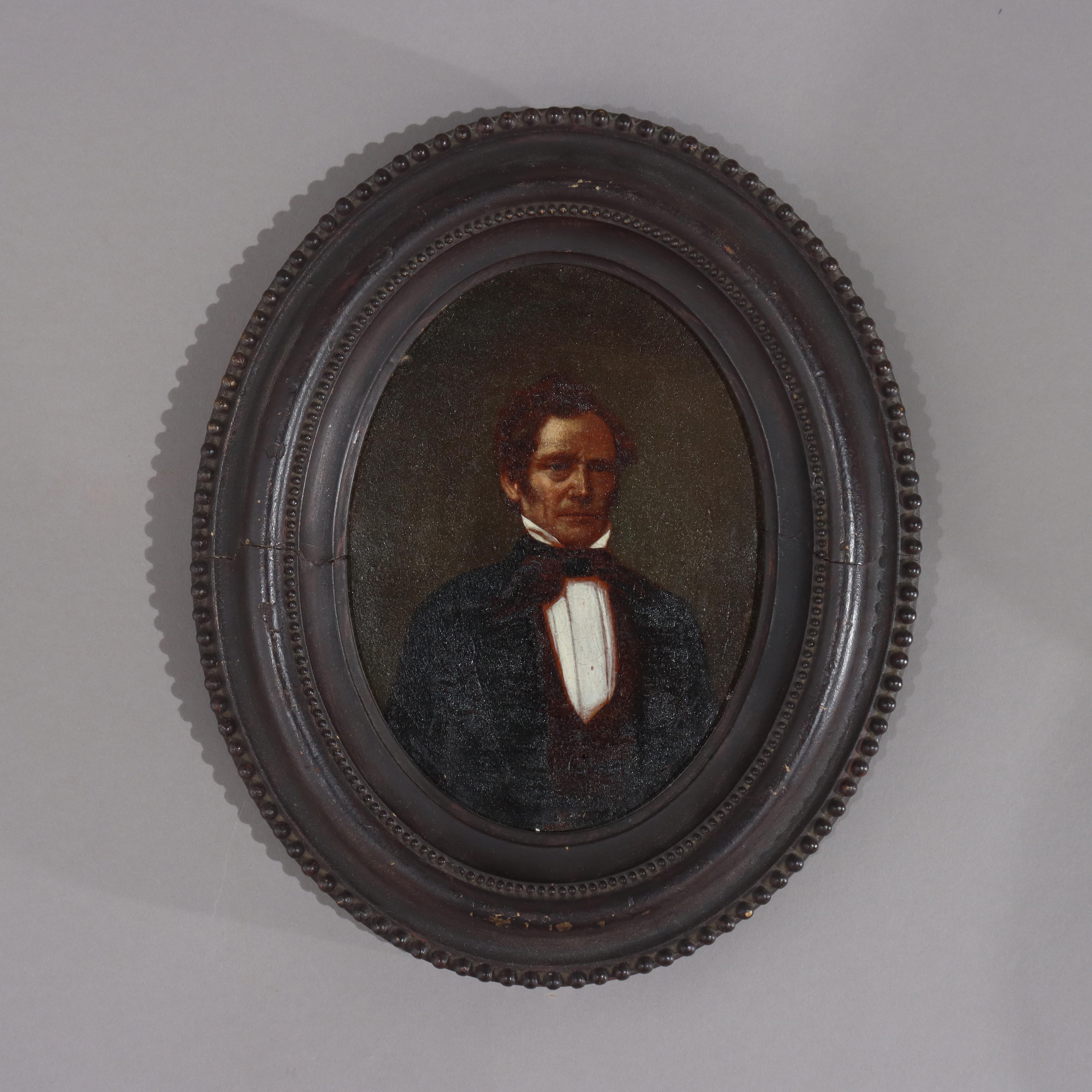 Pair Of Antique Oil On Canvas Portraits Of A Man & Woman Unsigned 19thC
Measures - 12