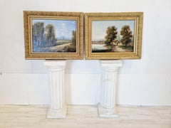 Paire de peintures à l'huile anciennes du 19ème siècle signées Lambert