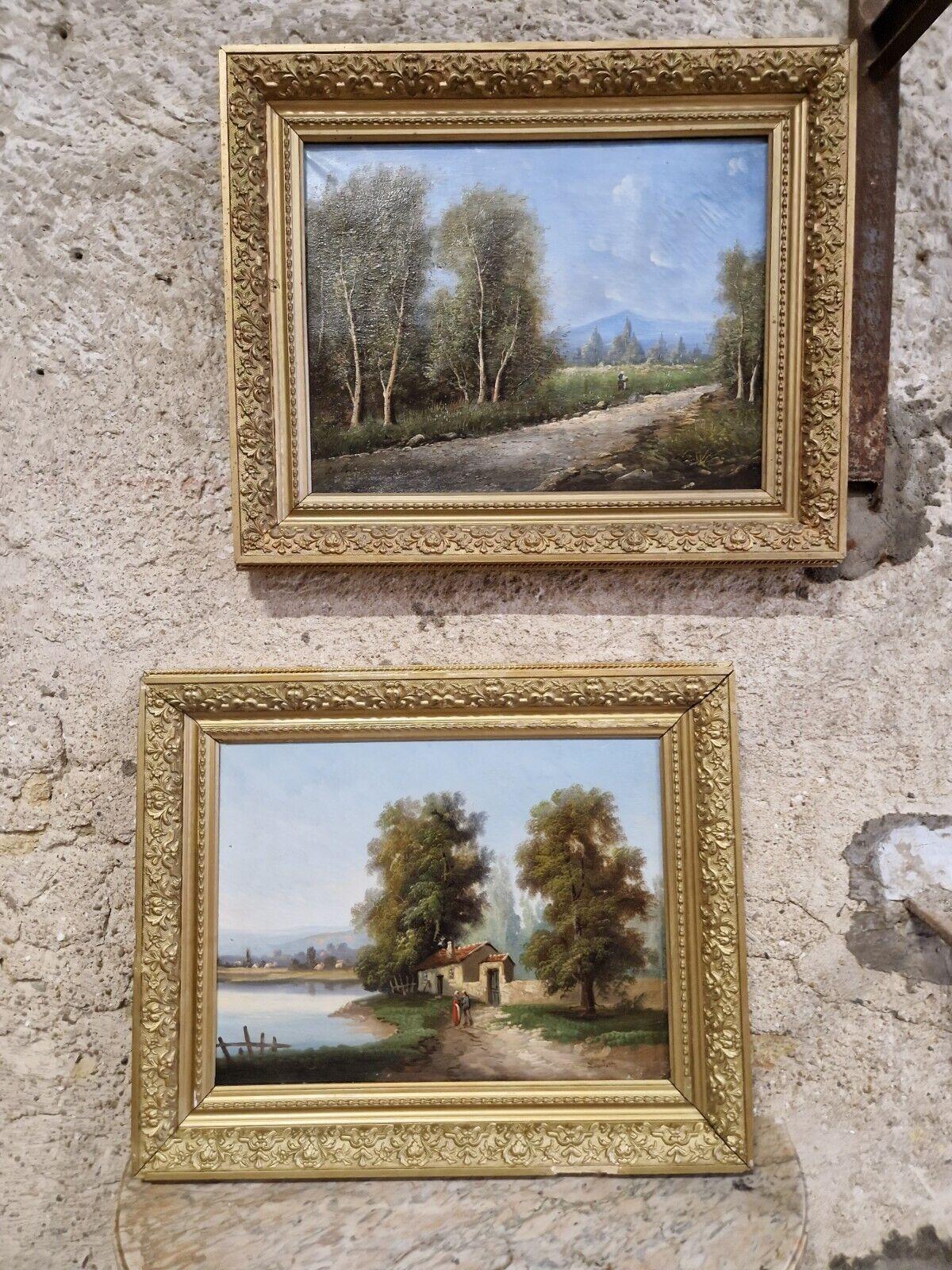 Neoclassical Pair of Antique Oil Paintings 19th Century Signed Lambert For Sale