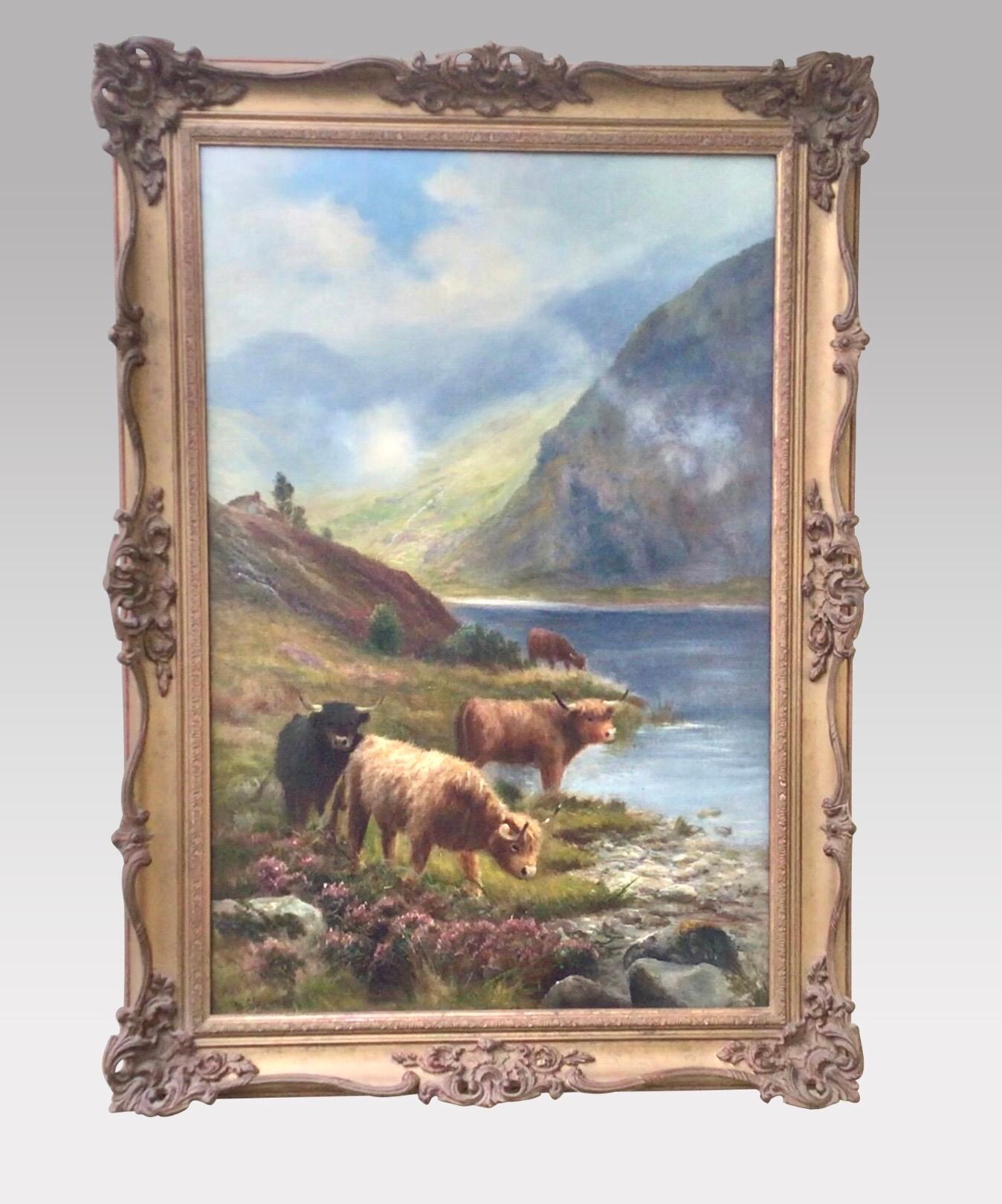 Victorian Pair of Antique Oil Paintings by Daniel Sherrin For Sale