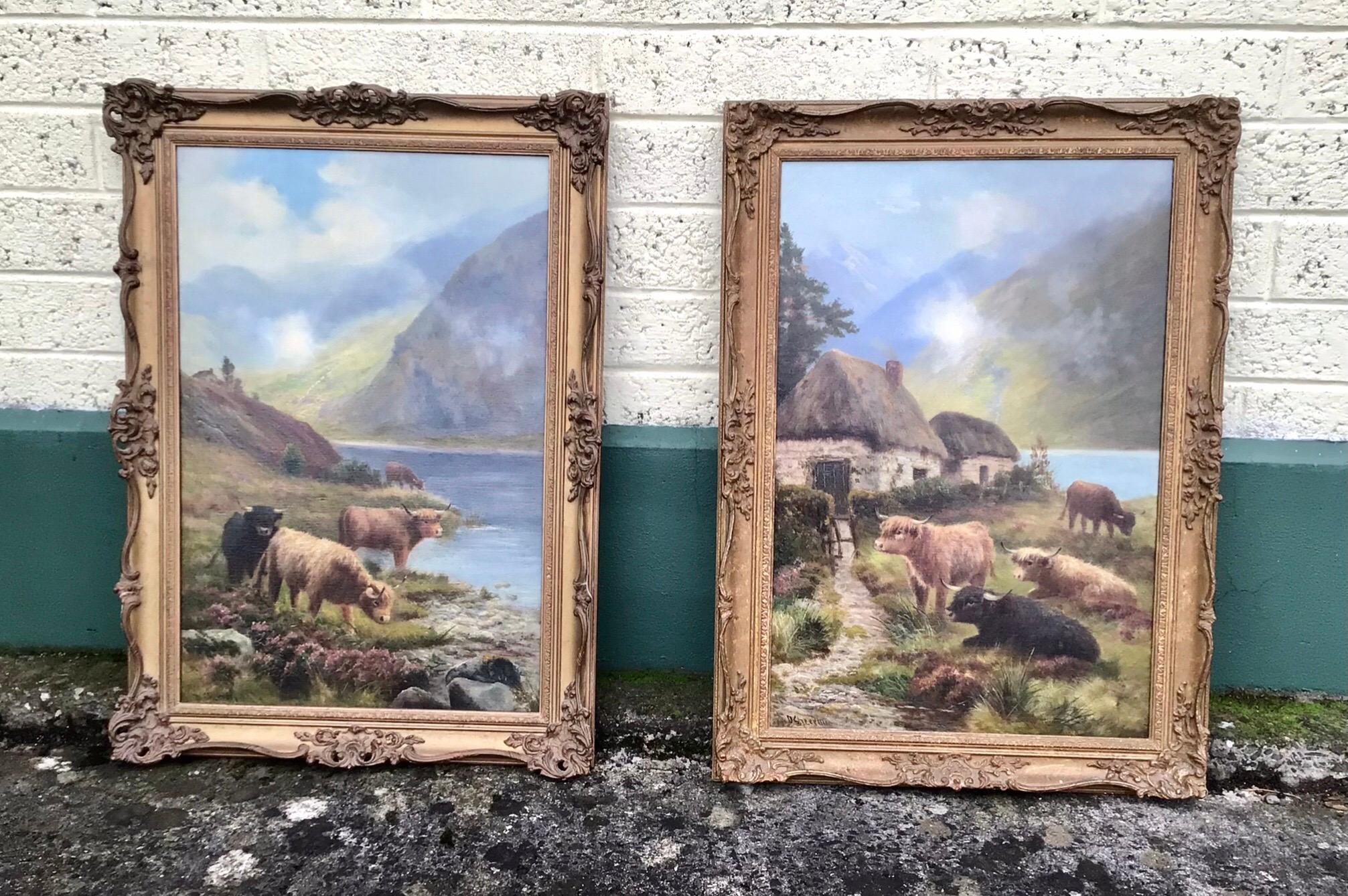 Pair of Antique Oil Paintings by Daniel Sherrin For Sale 2