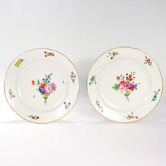 Pair of Antique Old or Vieux Paris Gilt Porcelain & Floral Plates by P A Hannong