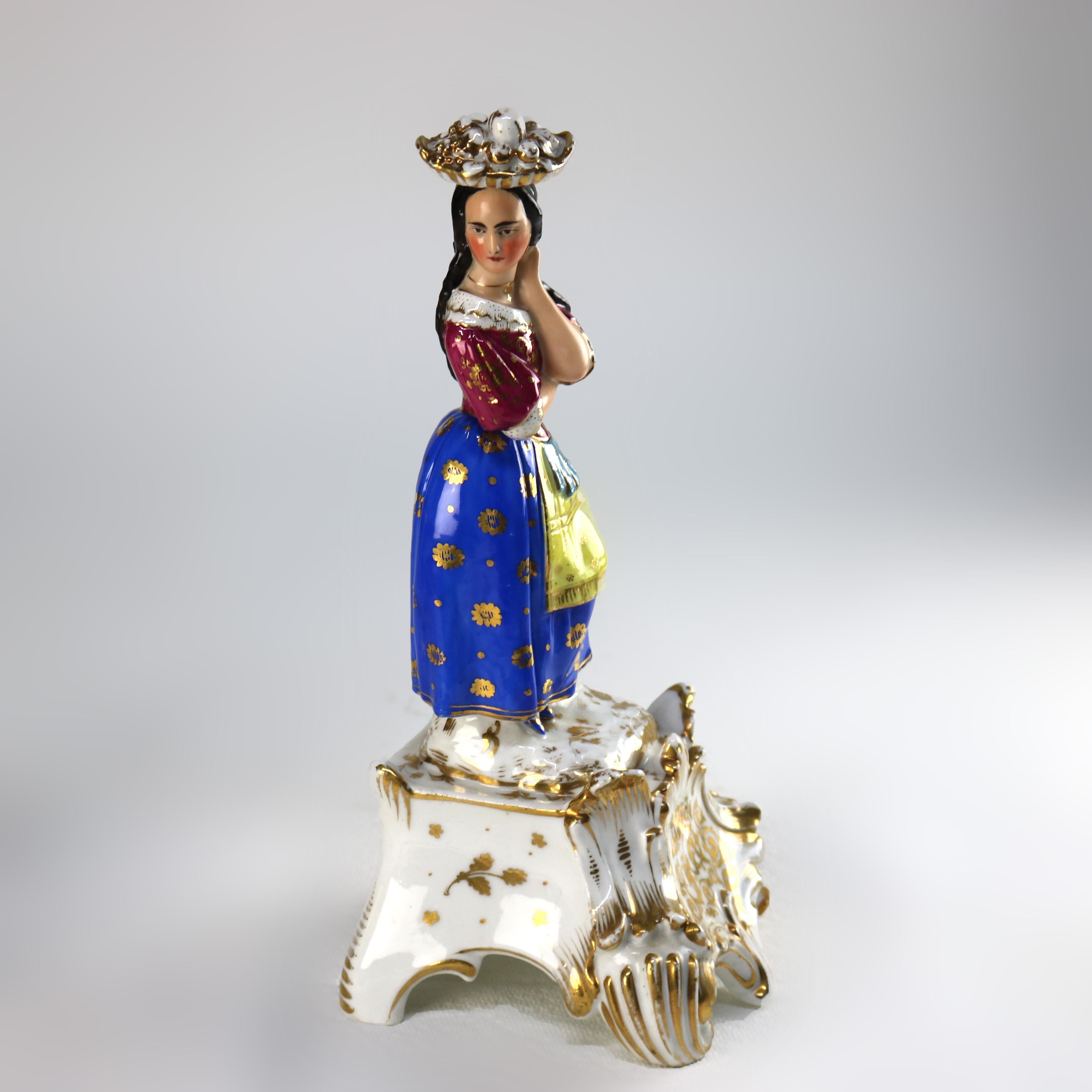 Paire de figurines d'homme et de femme en porcelaine Old Paris C1890 Bon état - En vente à Big Flats, NY