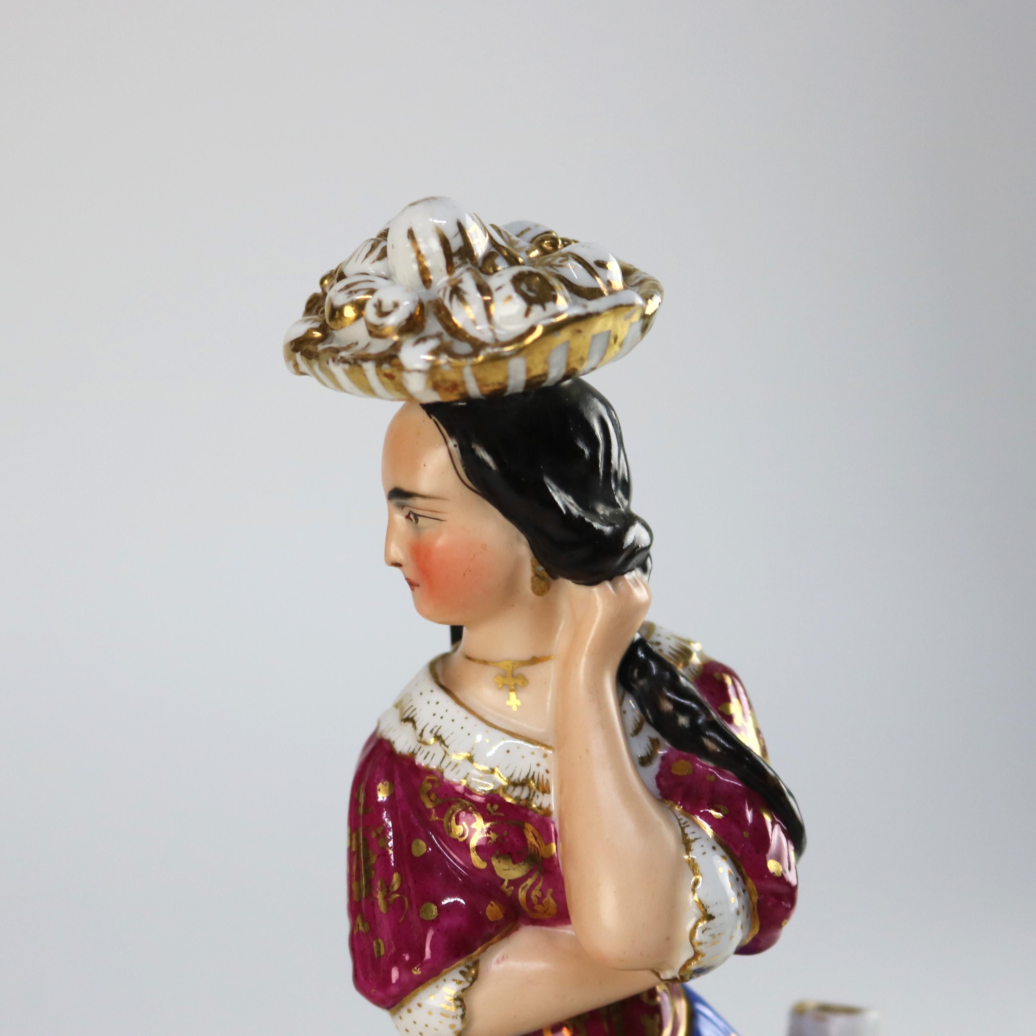 XIXe siècle Paire de figurines d'homme et de femme en porcelaine Old Paris C1890 en vente