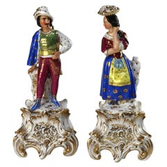 Pair of Antique Old Paris Porcelain Figures of a Man & Woman C1890