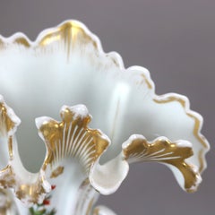 Pair of Antique Old Paris Porcelain Hand Painted Floral & Gilt Spill Vases c1890