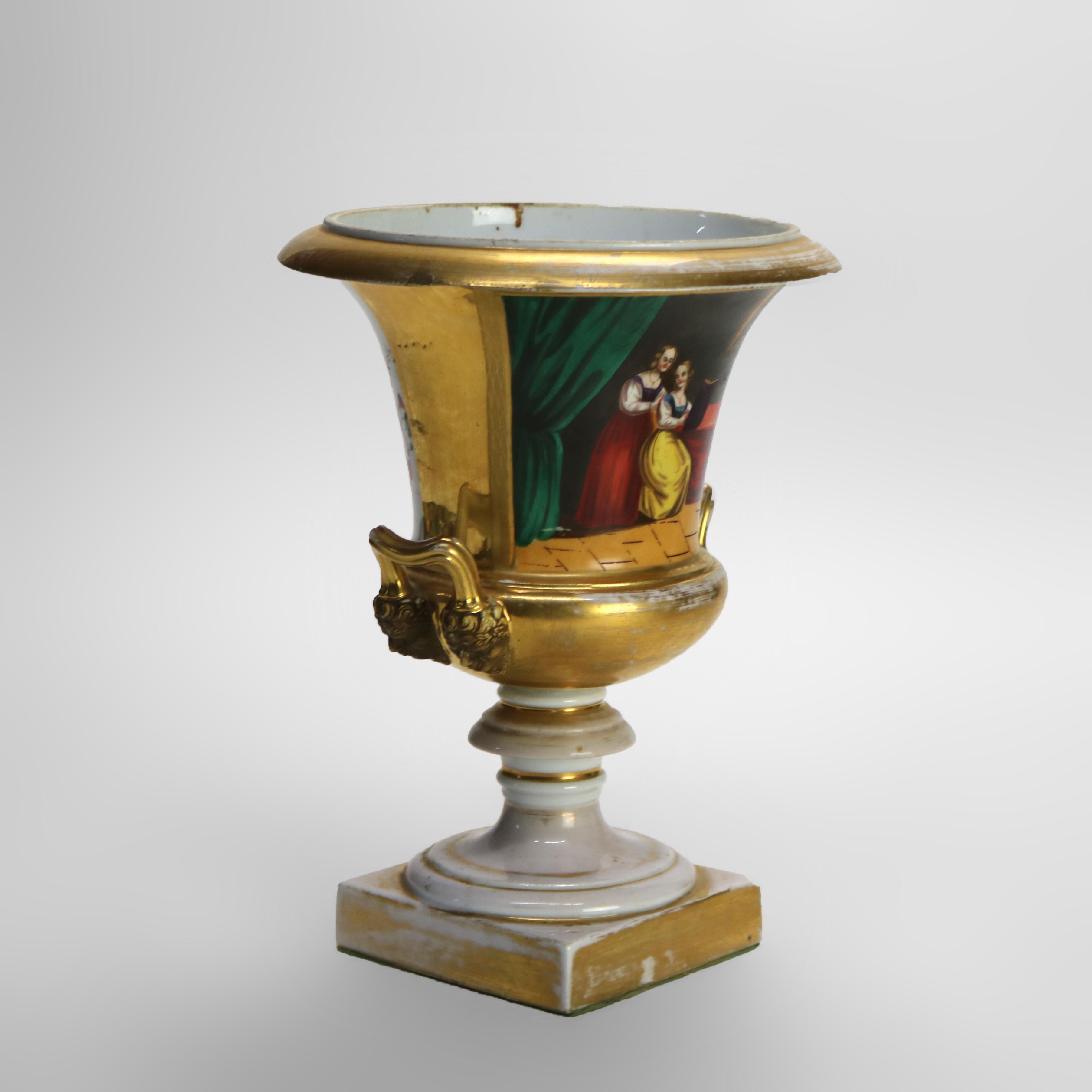 Coppia di antiche urne da ritratto in porcellana Old Paris C1870 In condizioni buone in vendita a Big Flats, NY