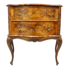 Pair Of Antique Olivewood & Mahogany Serpentine Commodes C1800