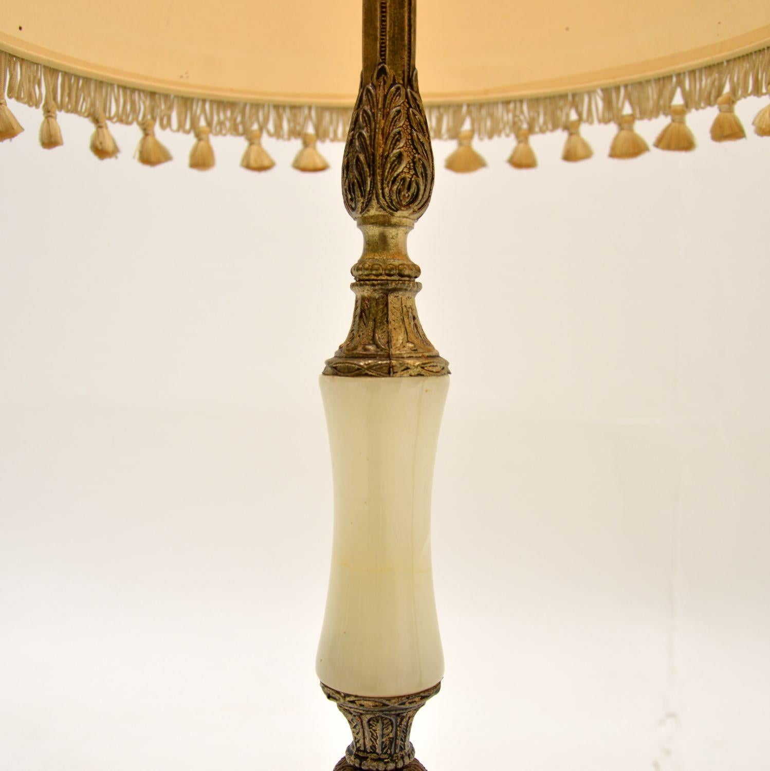 Pair of Antique Onyx & Brass Table Lamps 2