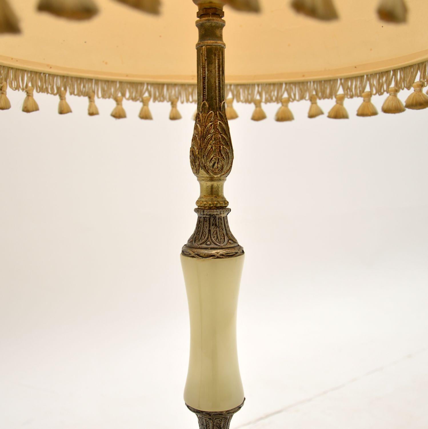 Pair of Antique Onyx & Brass Table Lamps 3