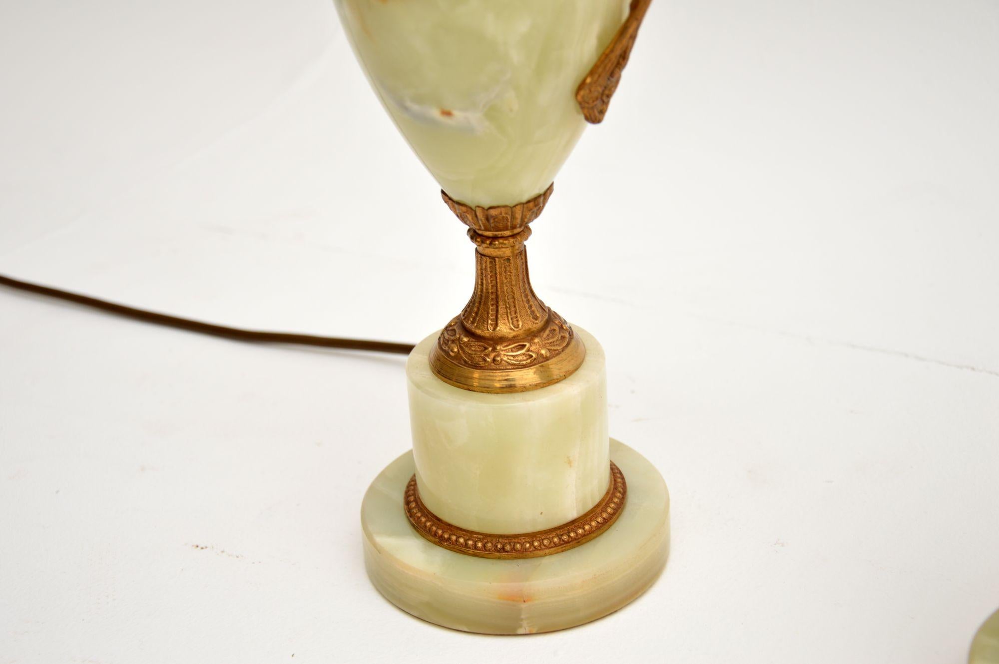 Pair of Antique Onyx Table Lamps In Good Condition In London, GB