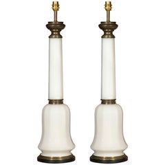 Pair of Antique Opaline Glass Table Lamps, 19th Century