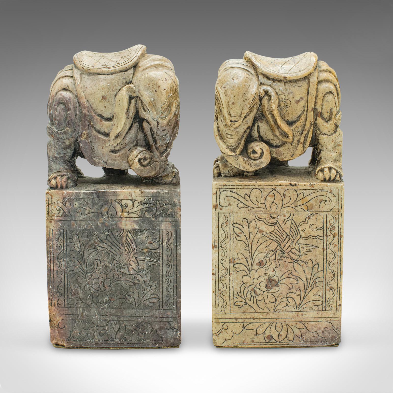 19th Century Pair Of Antique Oriental Bookends, Chinese Soapstone, Book Rest, Victorian, Qing