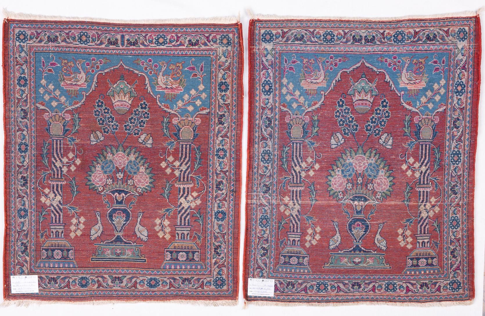 Other Pair of Antique Oriental Carpets with Qajar Dynasty Crown For Sale