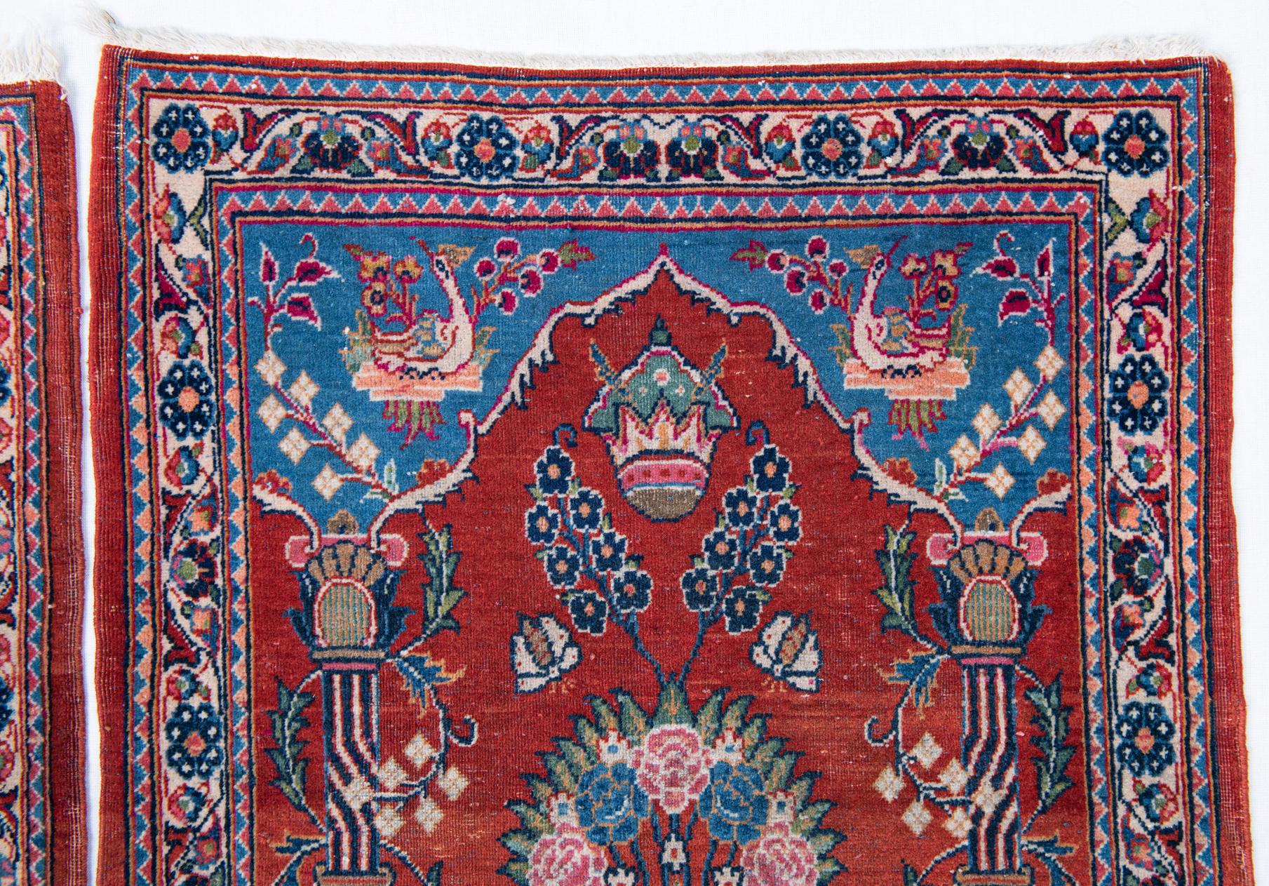 20th Century Pair of Antique Oriental Carpets with Qajar Dynasty Crown For Sale
