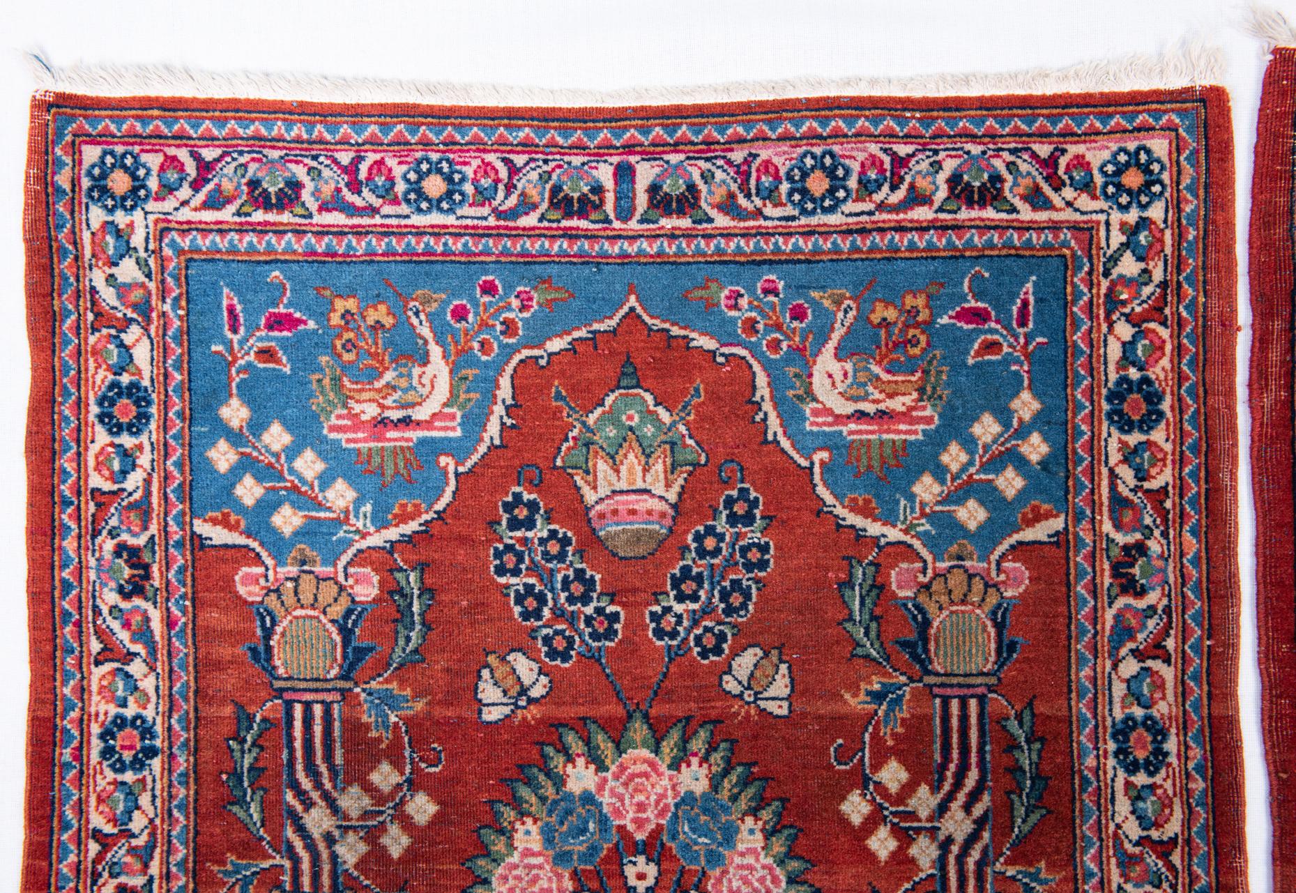 Pair of Antique Oriental Carpets with Qajar Dynasty Crown For Sale 1