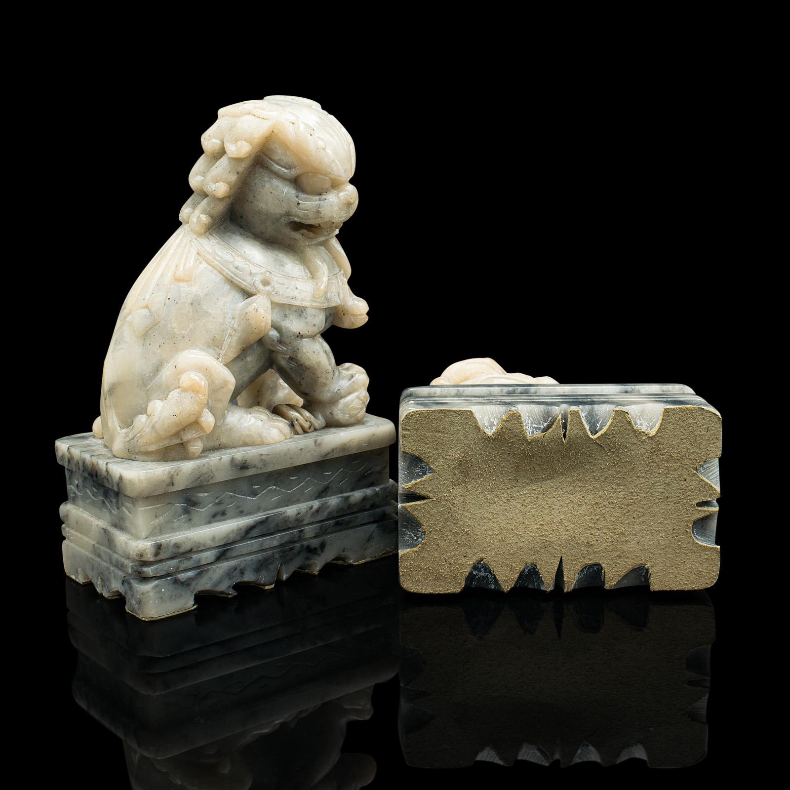 Pair Of Antique Oriental Dog Bookend, Chinese, Soapstone, Dog of Fo, Victorian For Sale 5
