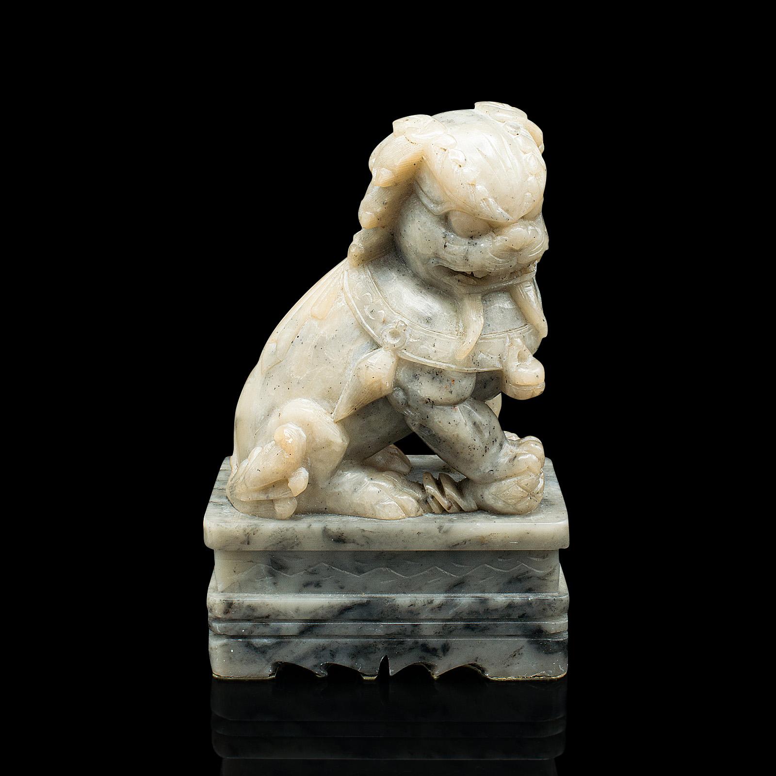 Late Victorian Pair Of Antique Oriental Dog Bookend, Chinese, Soapstone, Dog of Fo, Victorian For Sale