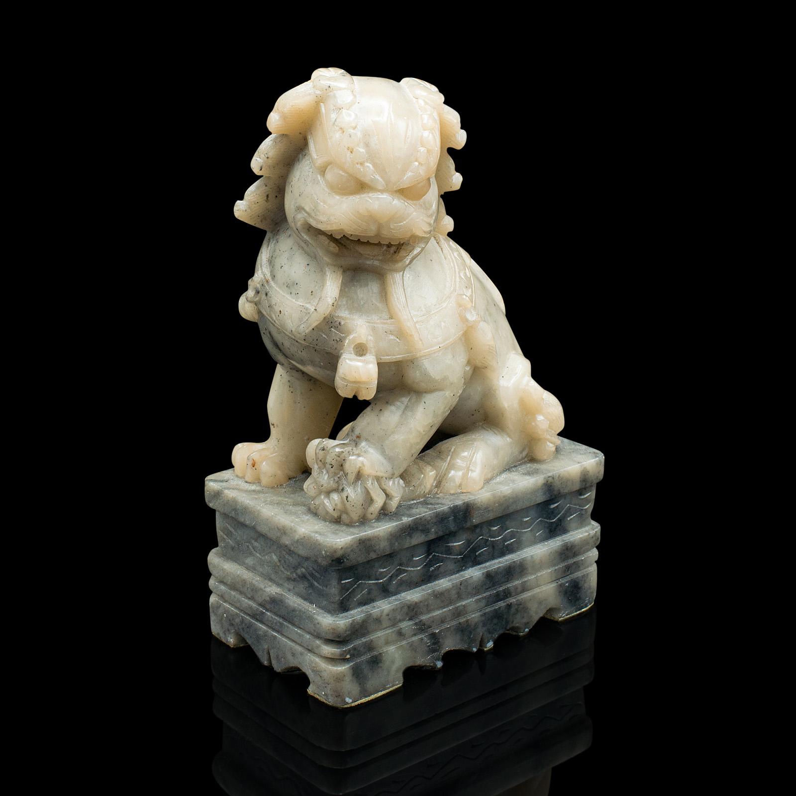Pair Of Antique Oriental Dog Bookend, Chinese, Soapstone, Dog of Fo, Victorian For Sale 1