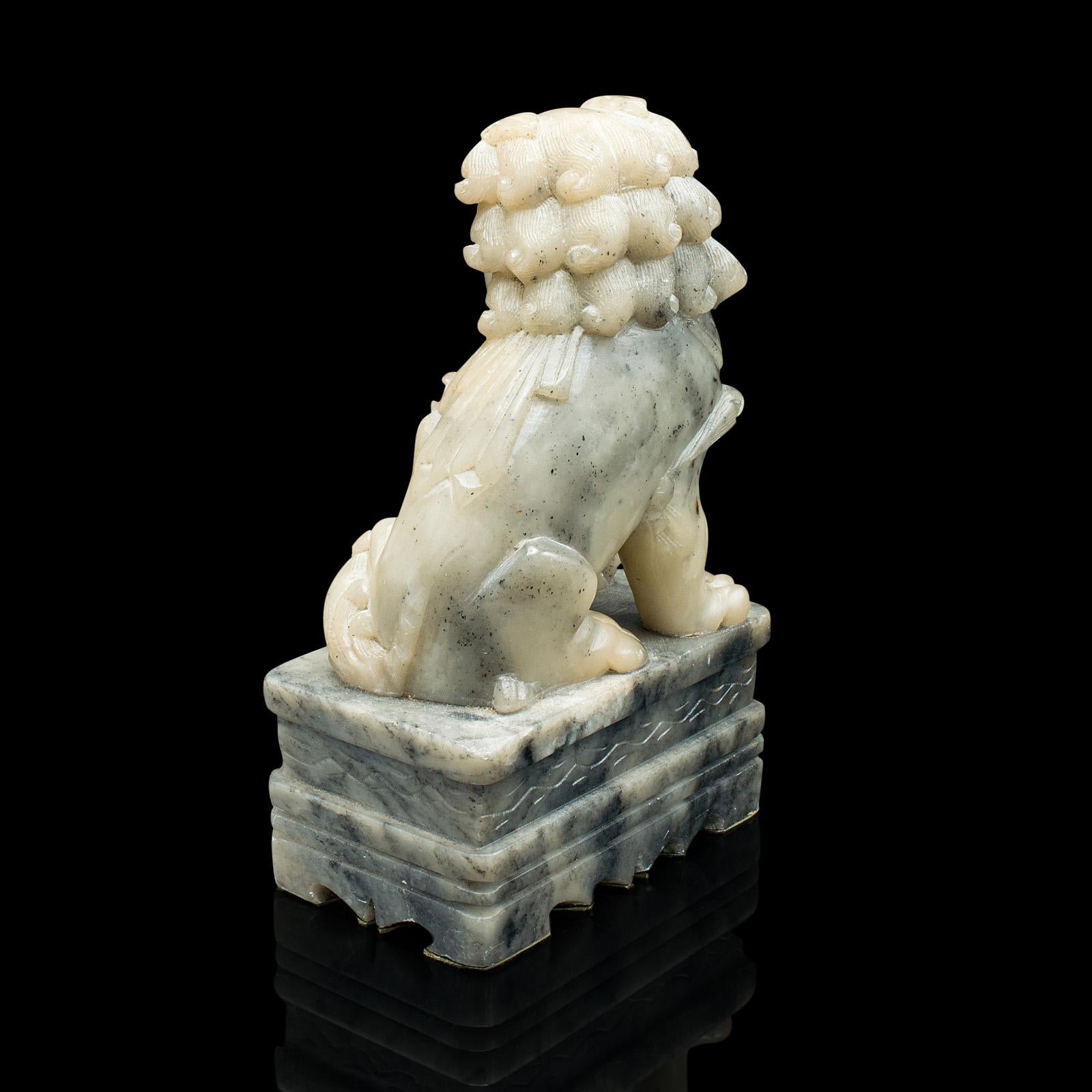 Pair Of Antique Oriental Dog Bookend, Chinese, Soapstone, Dog of Fo, Victorian For Sale 3