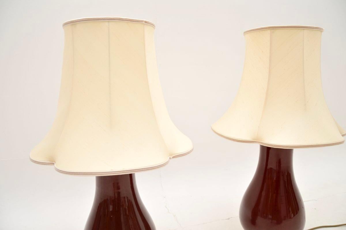 Mid-Century Modern Pair of Antique Oriental Style Ceramic Table Lamps
