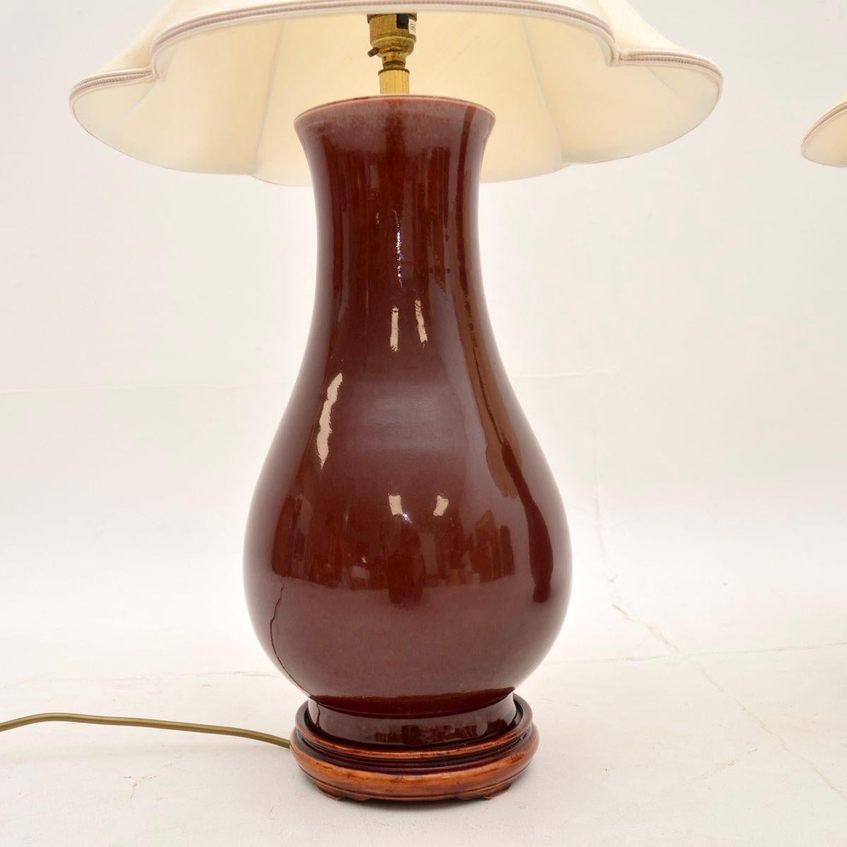 British Pair of Antique Oriental Style Ceramic Table Lamps