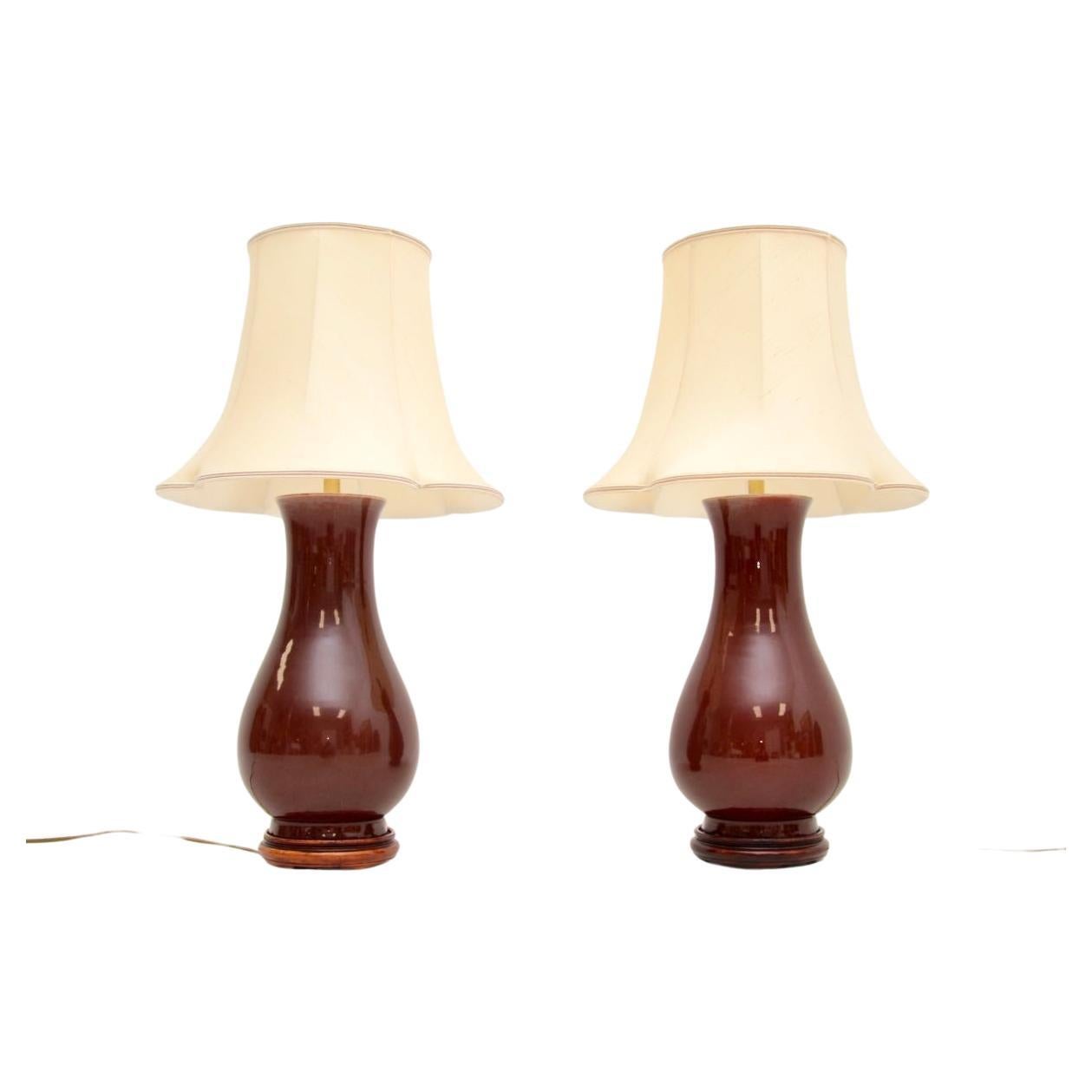 Pair of Antique Oriental Style Ceramic Table Lamps