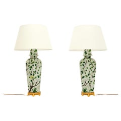 Pair of Antique Oriental Style Ceramic Table Lamps