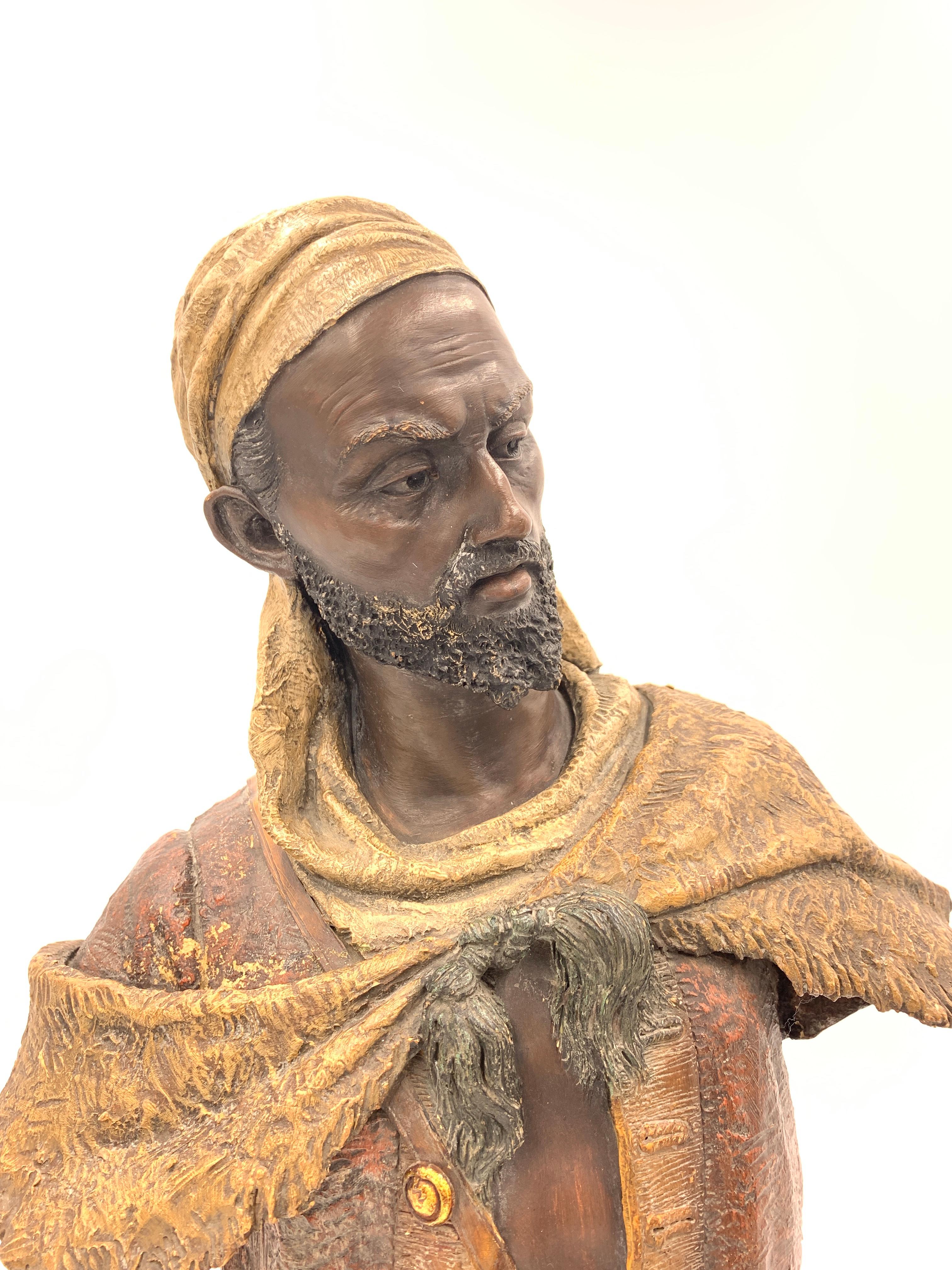 19th Century Pair of Antique Orientalist Terracotta Busts by Friedrich Goldscheider