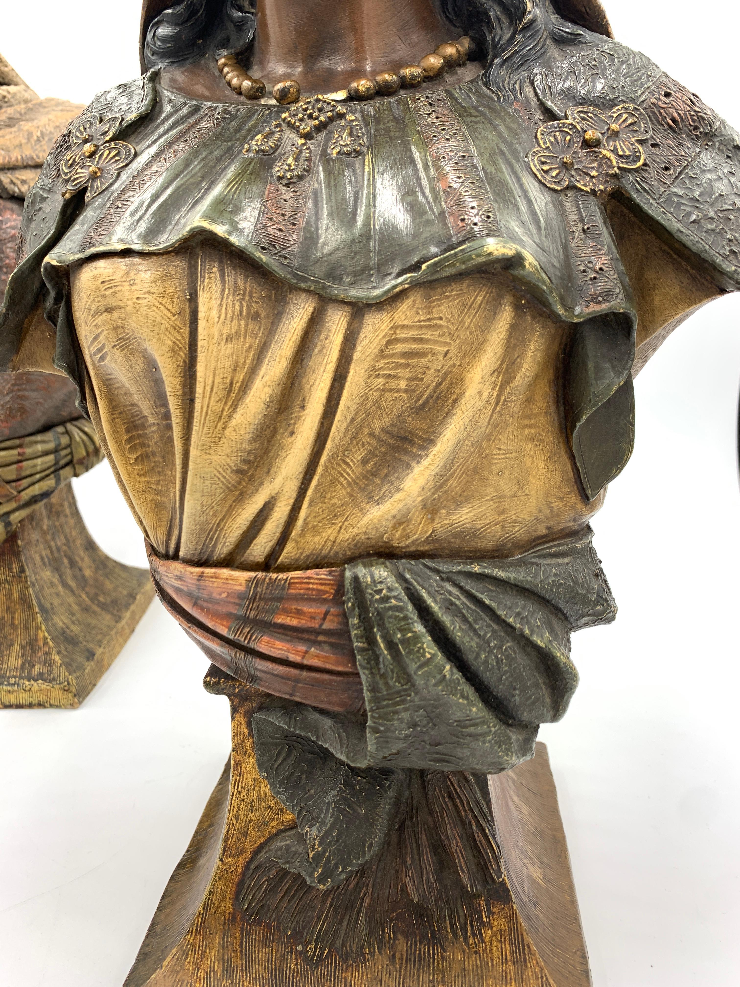 Pair of Antique Orientalist Terracotta Busts by Friedrich Goldscheider 1