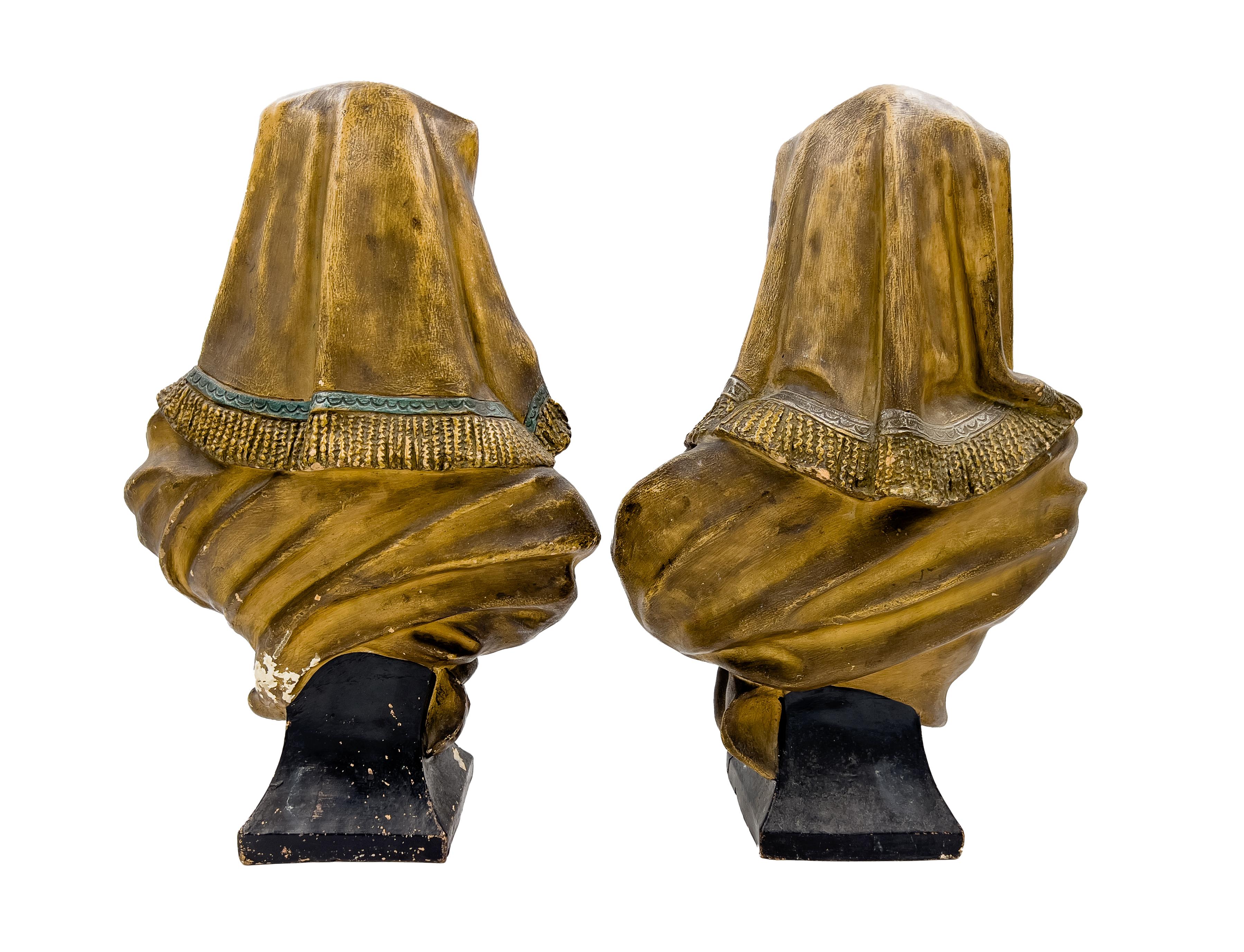 Austrian Pair of Antique Orientalist Terracotta Busts For Sale