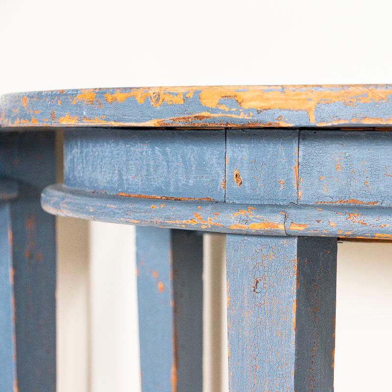 Pair of Antique Original Blue Painted Demilune Tables from Sweden In Good Condition In Round Top, TX