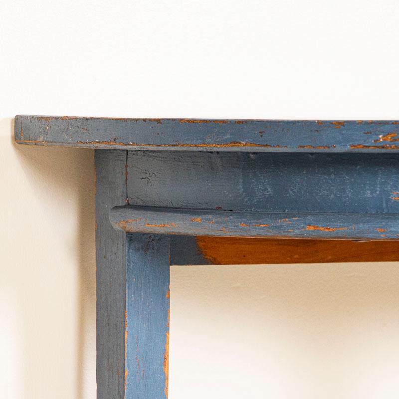 19th Century Pair of Antique Original Blue Painted Demilune Tables from Sweden