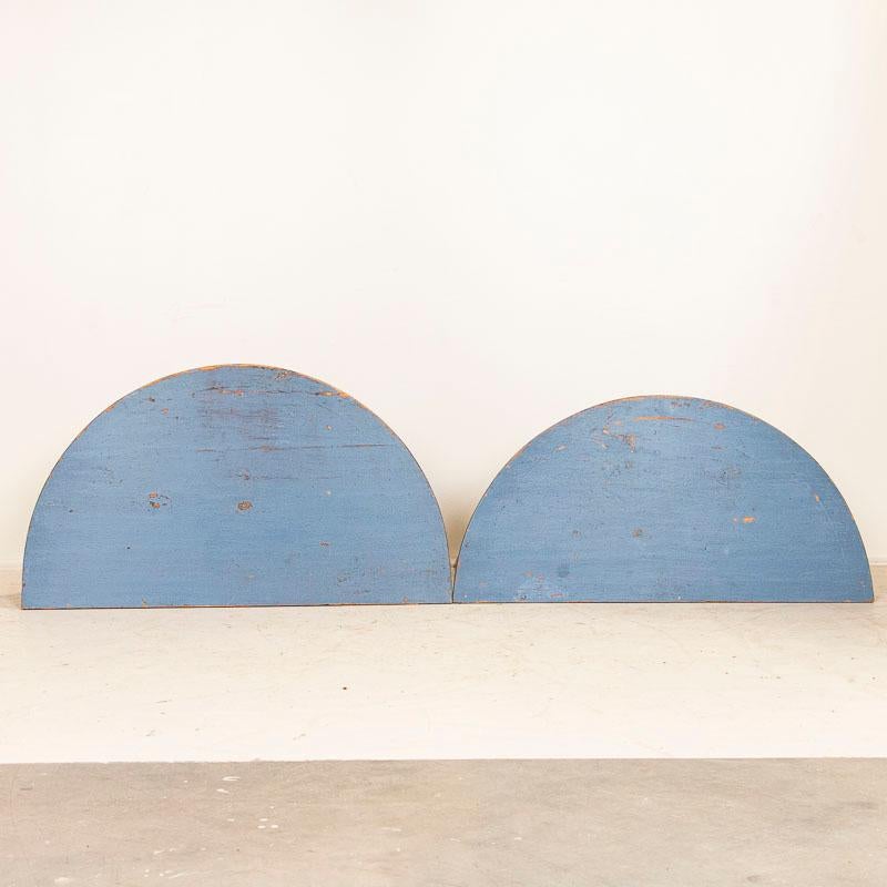Pair of Antique Original Blue Painted Demilune Tables from Sweden 1