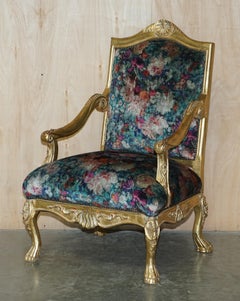 Paar antike original vergoldete, gerahmte französische Louis XV.-Fauteuils-Sessel mit vergoldetem Holzrahmen