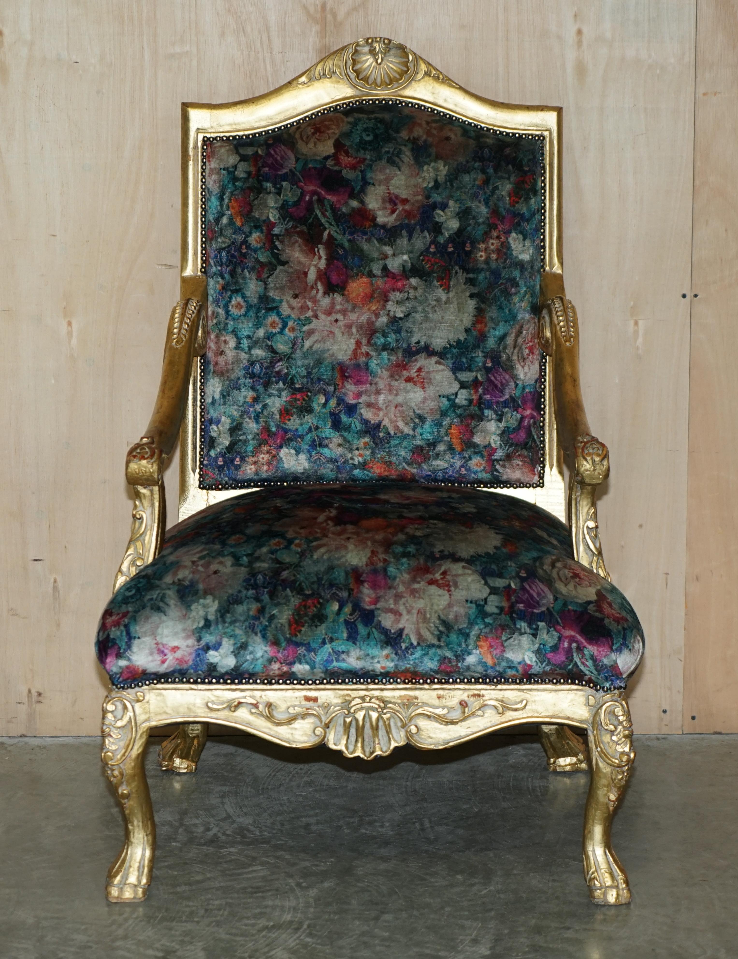 Hand-Crafted Pair of Antique Original Giltwood Framed French Louis XV Fauteuils Armchairs For Sale