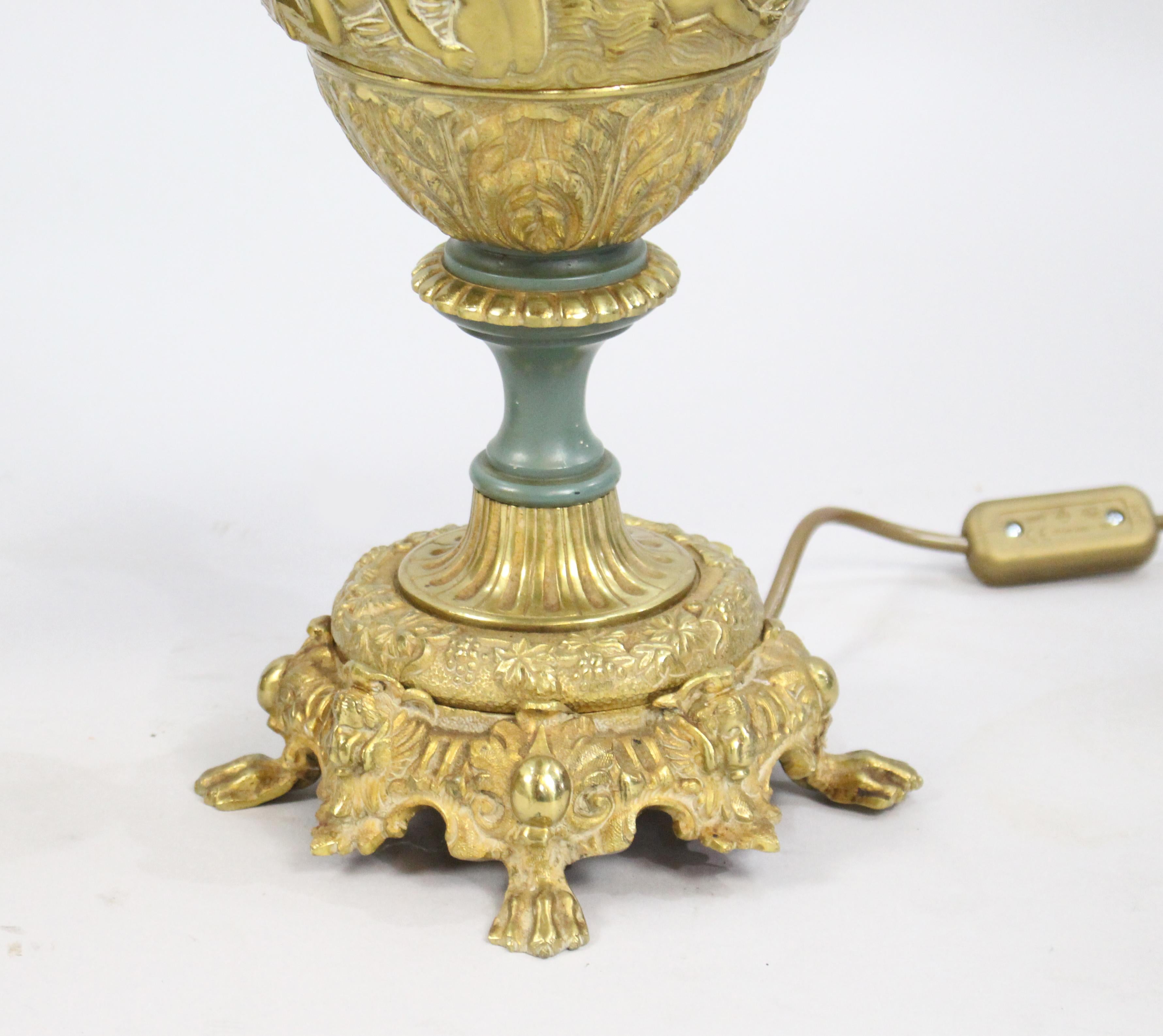 Pair of Antique Ormolu Ewer Form Table Lamps For Sale 4