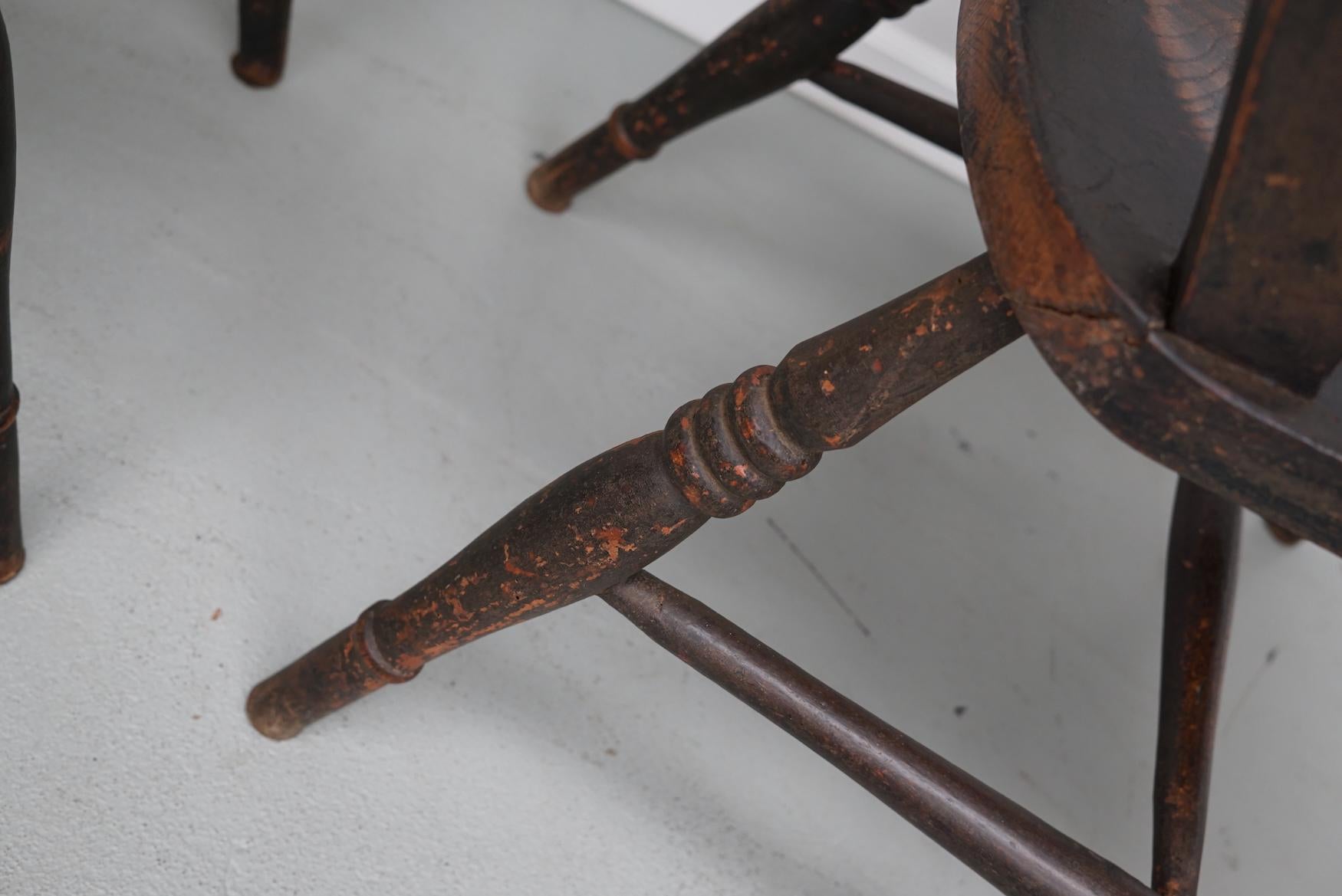 Pair of Antique Oxford Chairs, Windsor, Bar Back, Armchair, Elm, 19thc For Sale 8