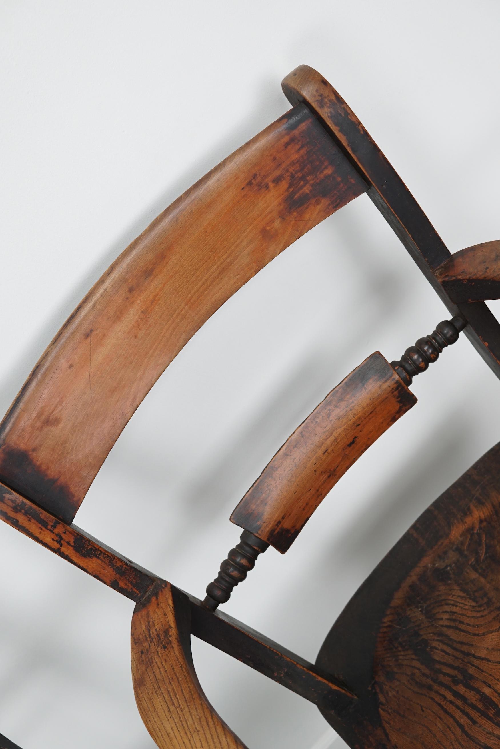 19th Century Pair of Antique Oxford Chairs, Windsor, Bar Back, Armchair, Elm, 19thc For Sale