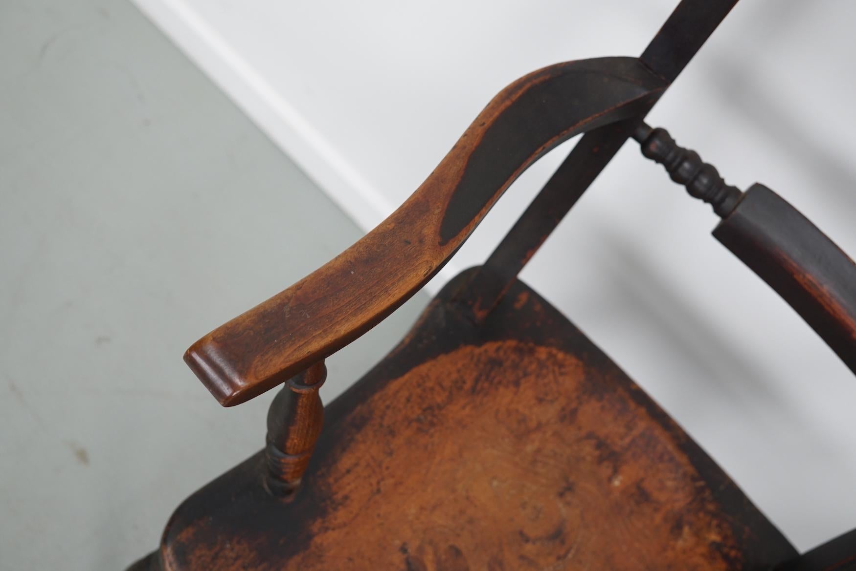 Pair of Antique Oxford Chairs, Windsor, Bar Back, Armchair, Elm, 19thc For Sale 4