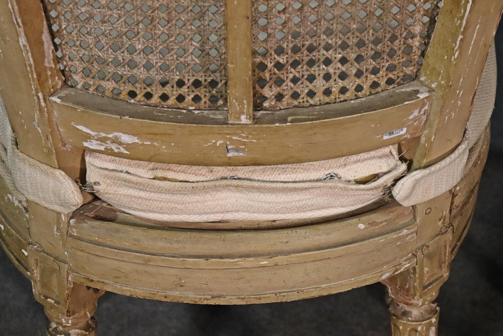 Pair of Antique Paint Decorated Cane Back French Louis XVI Chairs, Circa 1860s For Sale 6
